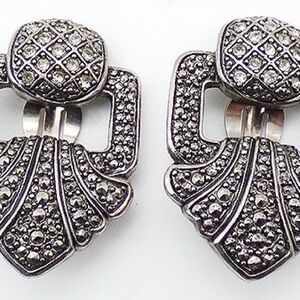 Vintage Avon Rhinestone clip on Earrings | 80s Statement Door Knocker Style